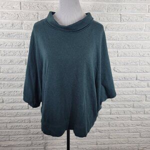 Tahari Women Sweatshirt XL Dolman Sleeve Oversized Turtleneck Green SWE63E